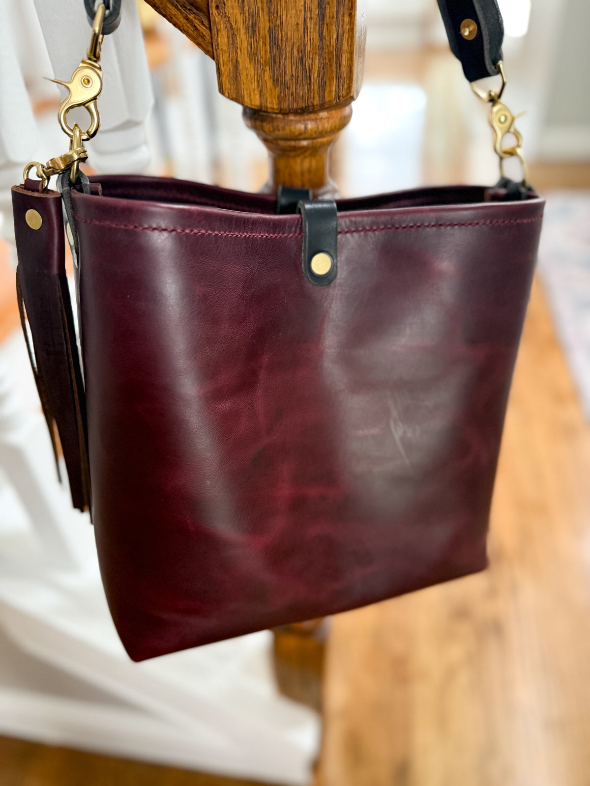 Hobo Bucket in Plum Noir Horween Horse Leather