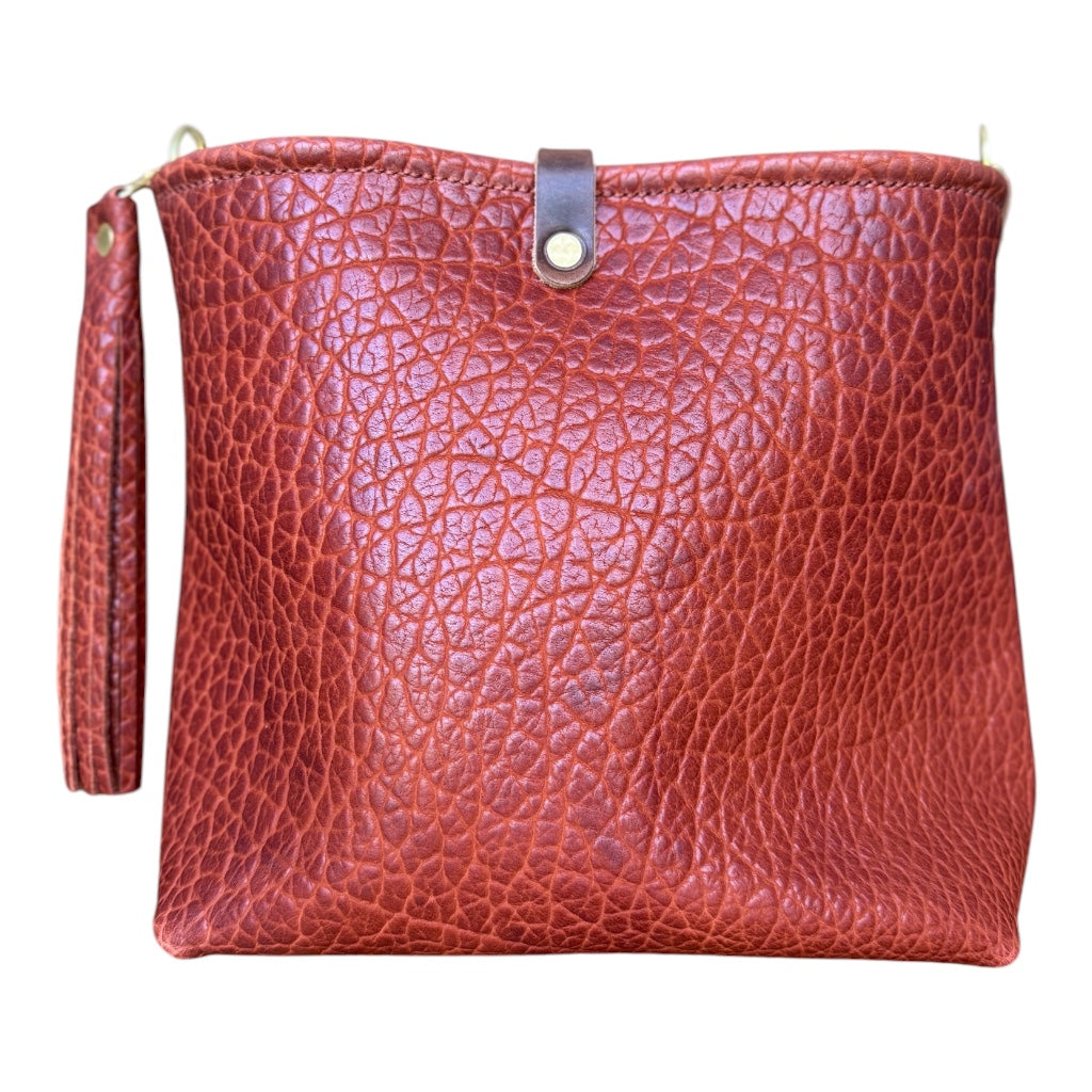 Hobo Bucket in Chestnut Full Grain Bison Leather