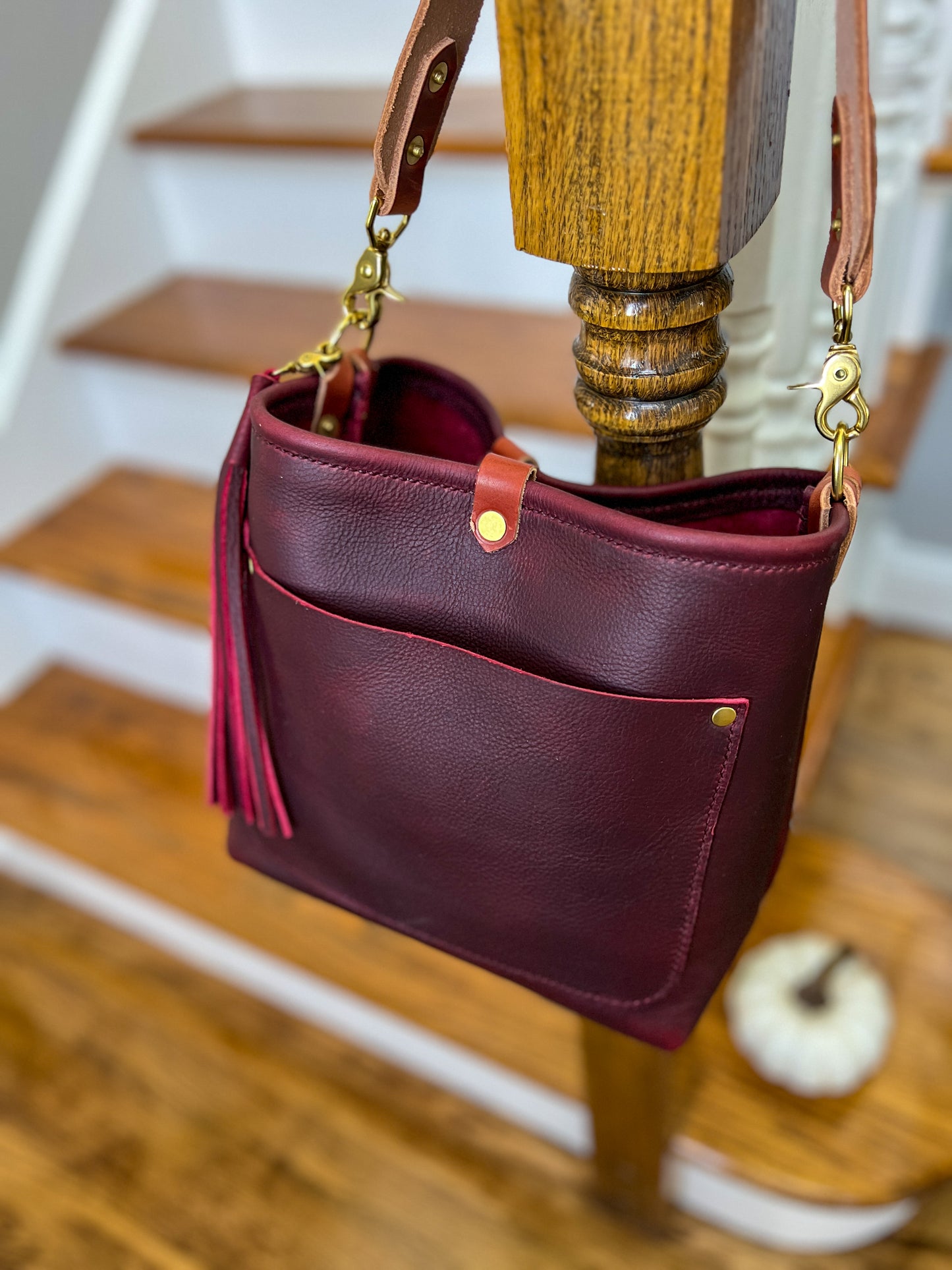 Bennett “shorty” Bucket in Full Grain Purple Kodiak Leather