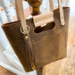Utility Tote in Tobacco and Vachetta Leather