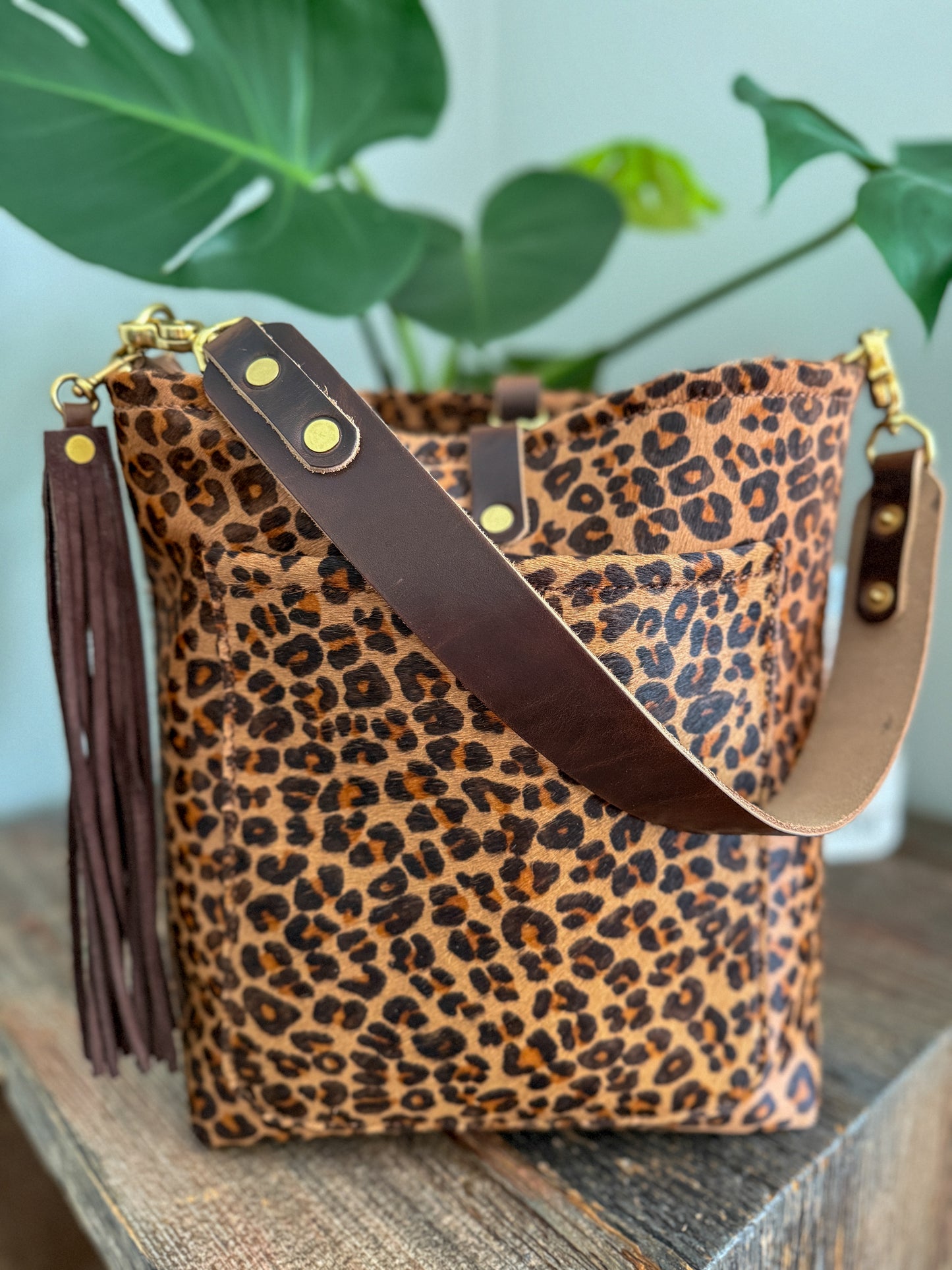 Bennett Bucket in Hair on Hide Cowhide