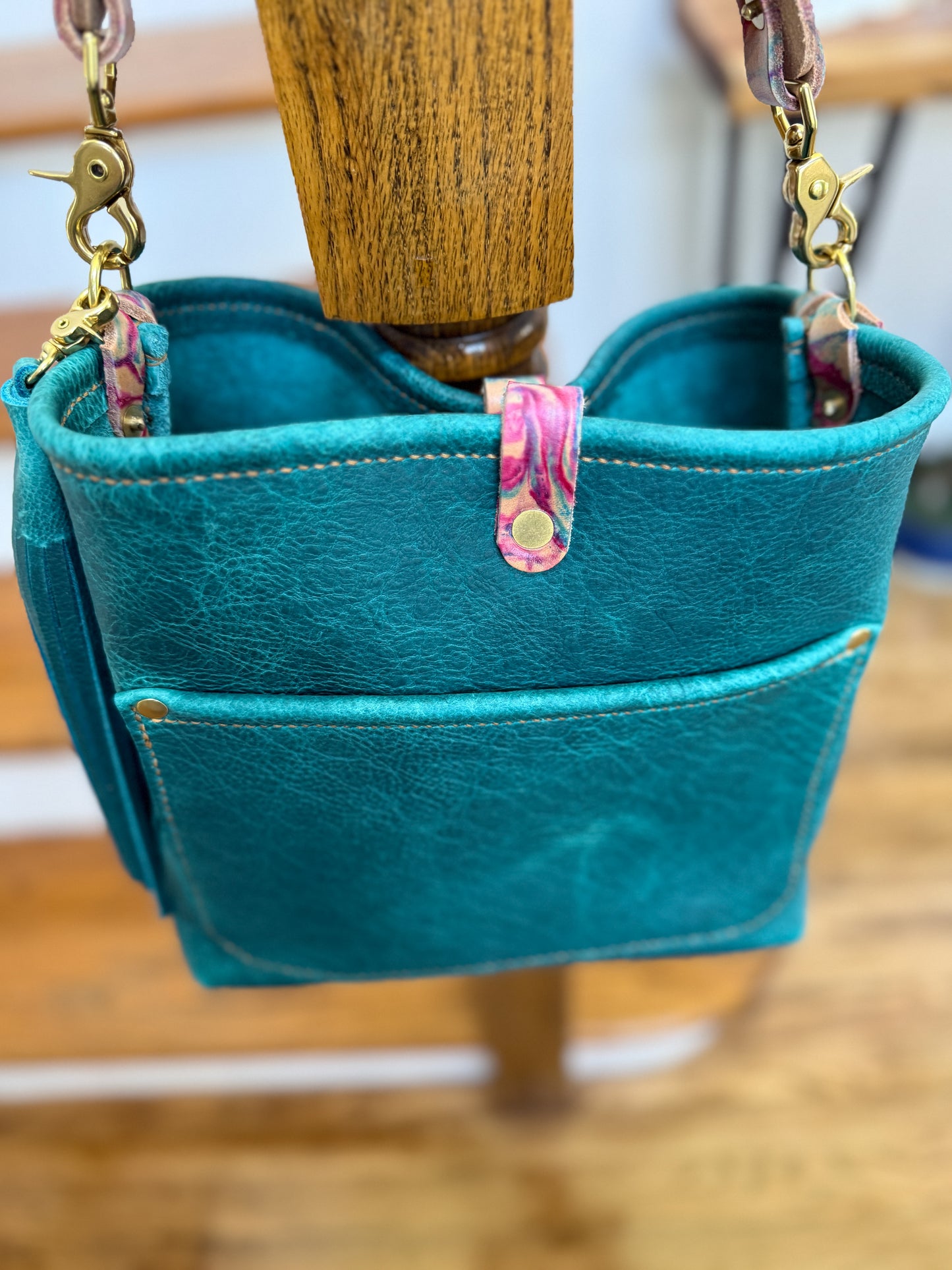 Bennett “shorty” Bucket in Blue Moon Bison w/Candy Strap