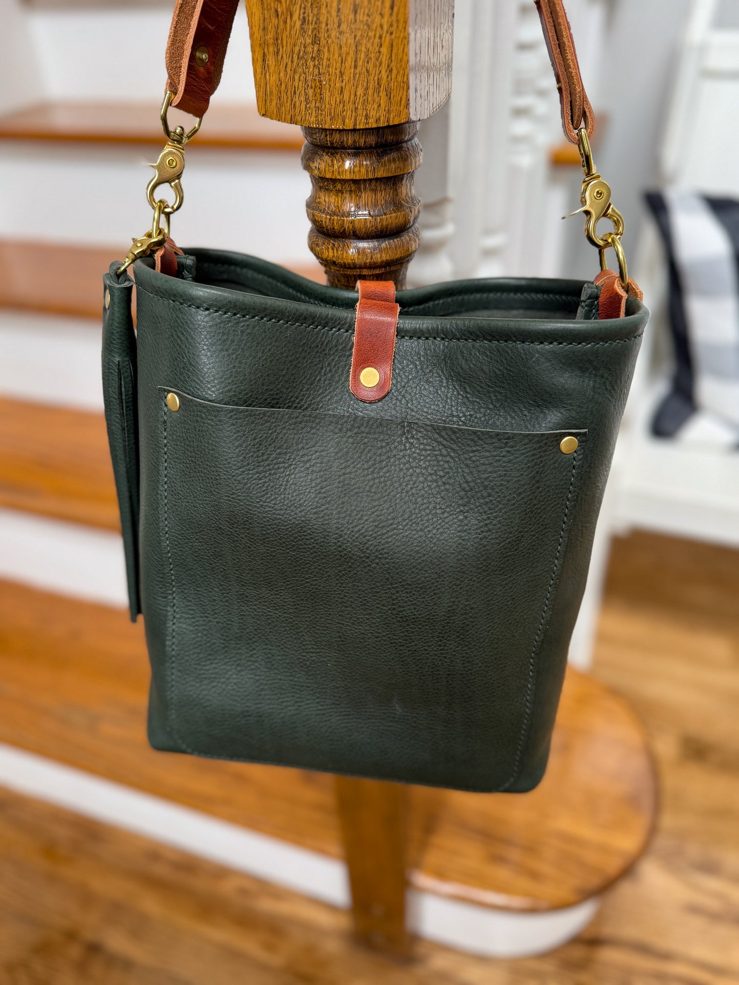 Bennett Bucket in Evergreen Vachetta