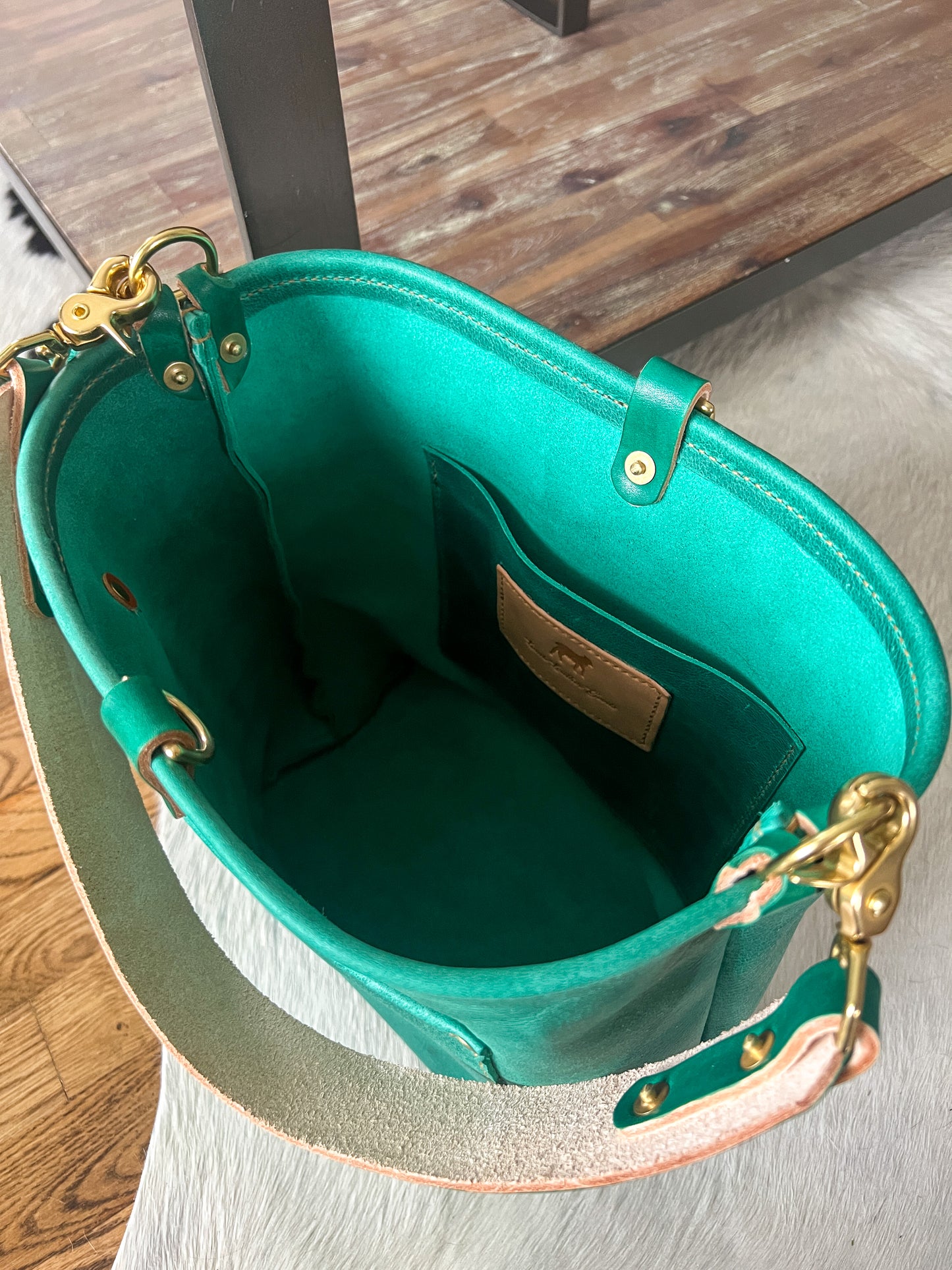 Bennett Bucket in Teal Full Grain Leather