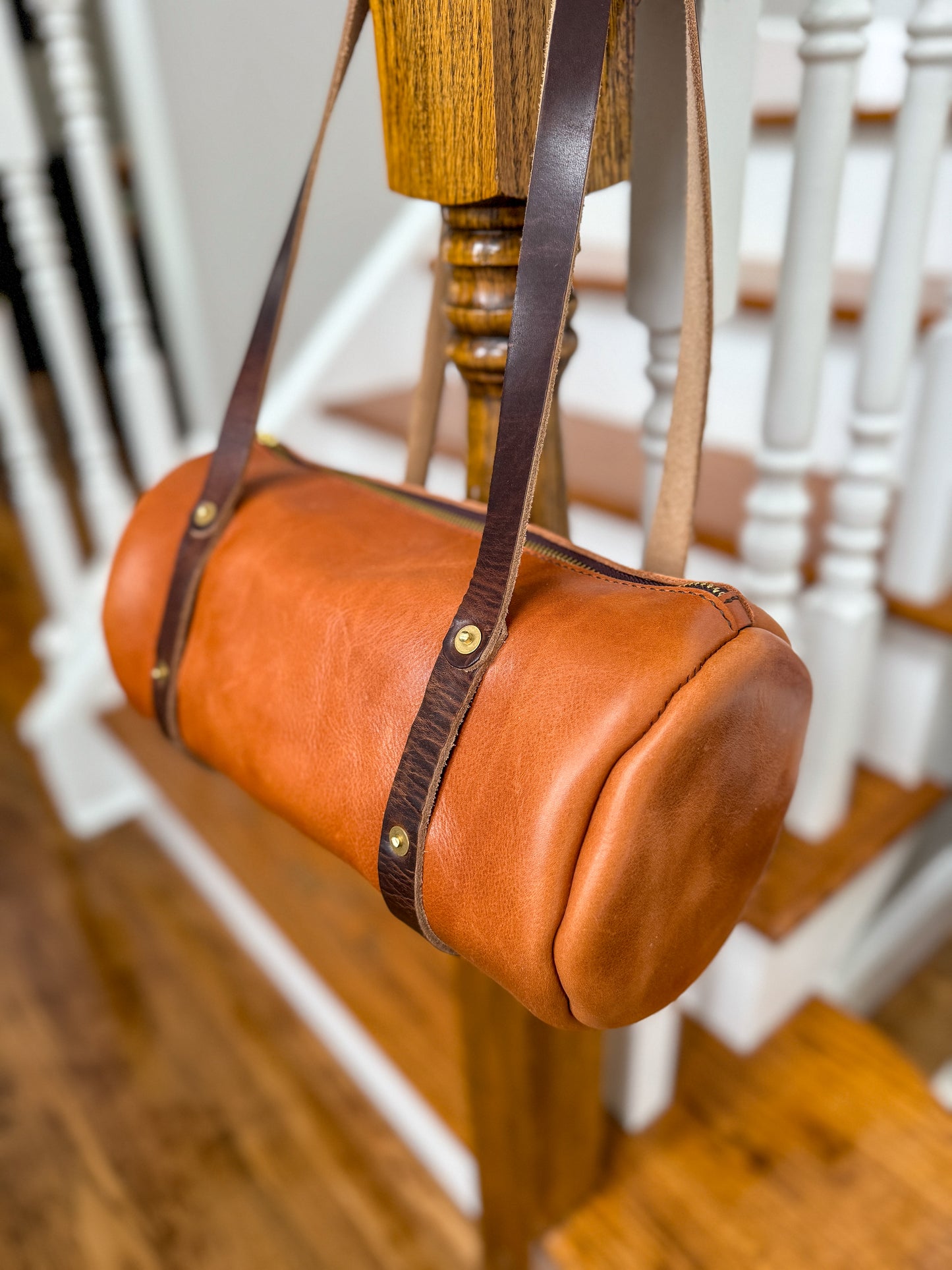 Bren Barrel in Toffee Vegetable Tanned Leather