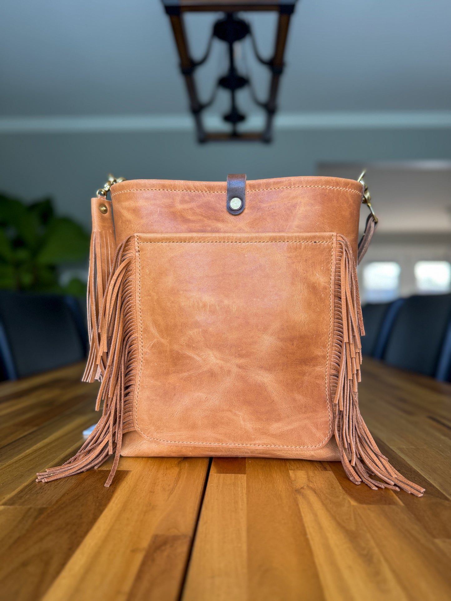 Western Bennett Bucket in Horween Natural Derby w/fringe