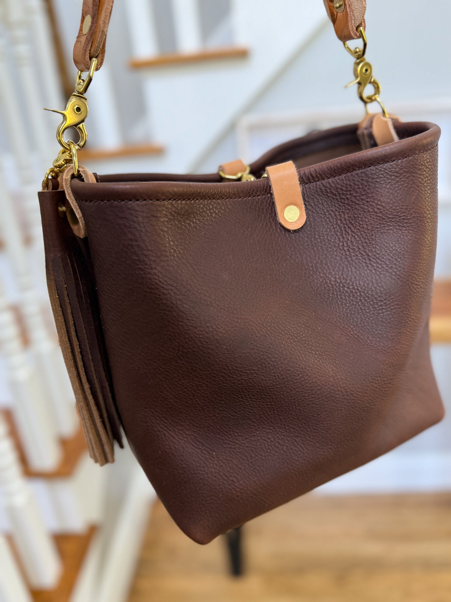 Hobo Bucket Horween Chocolate Full Grain Leather