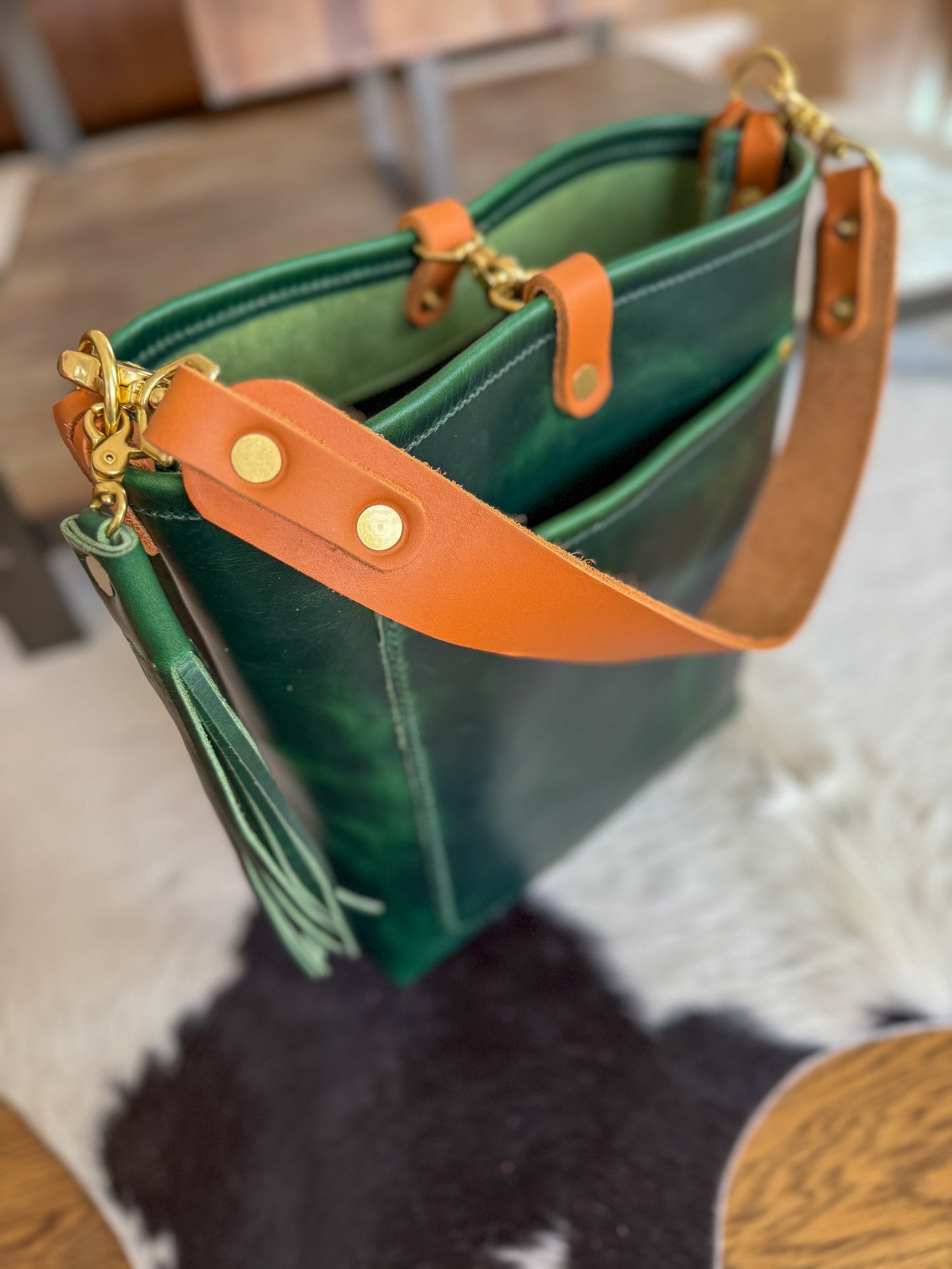 Bennett Bucket in Emerald Horween Puttman Leather