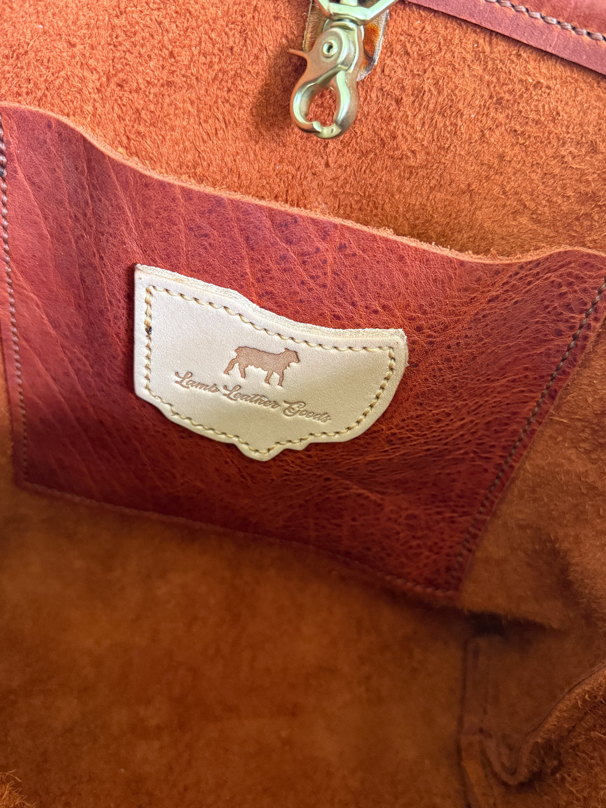 Hobo Bucket in Brick Full Grain Bison w/Candy Strap
