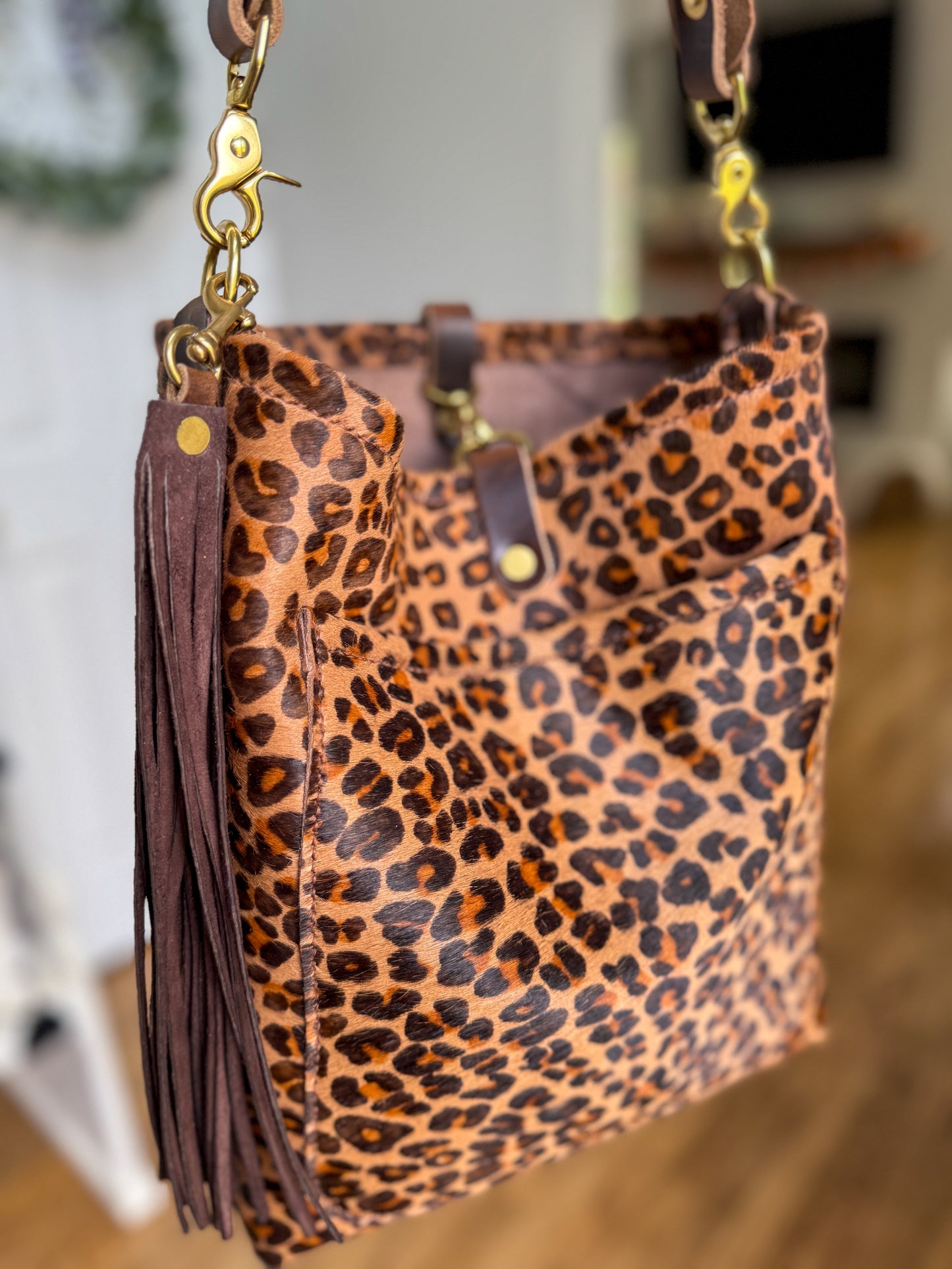 Bennett Bucket in Hair on Hide Cowhide