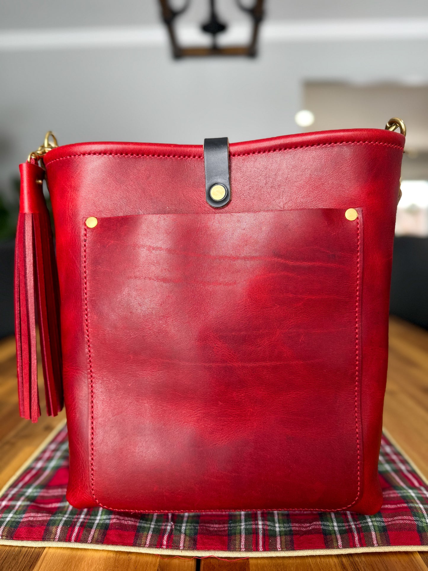 Bennett Bucket in Red Persian Horween Cypress Leather