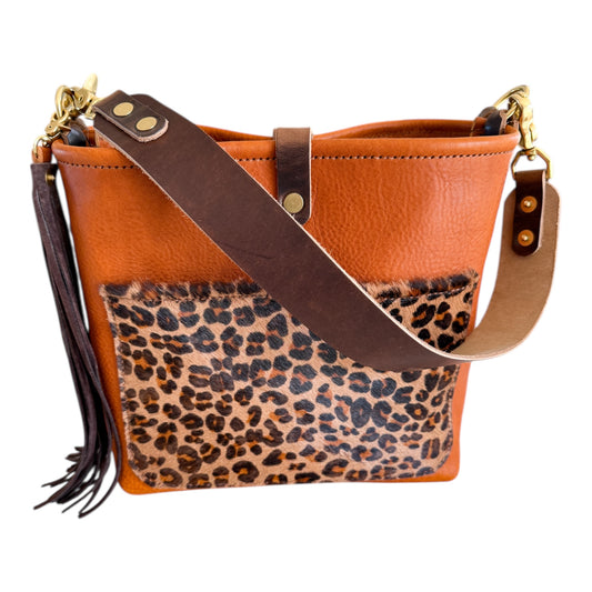 Bennett “shorty” Bucket in Ginger Vachetta w/cowhide pocket