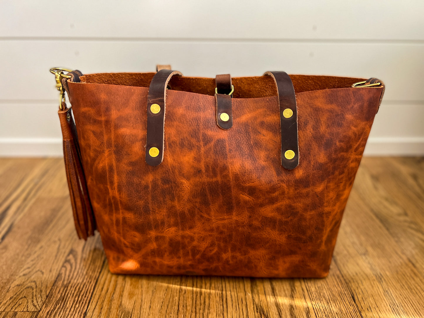 East-West Tote in Full Grain Hot Coals Leather