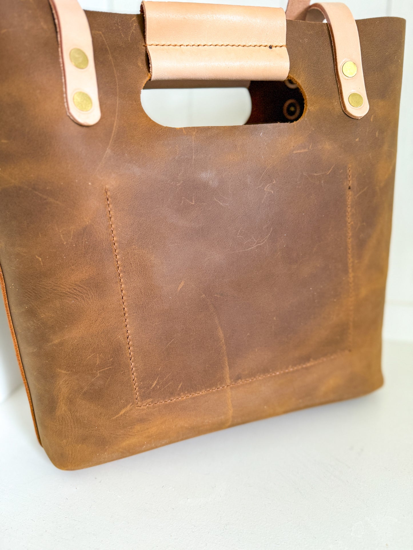 Utility Tote in Tobacco and Vachetta Leather