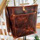 Bennett Bucket in Coffee Full Grain Bison Leather w/Dyed Strap
