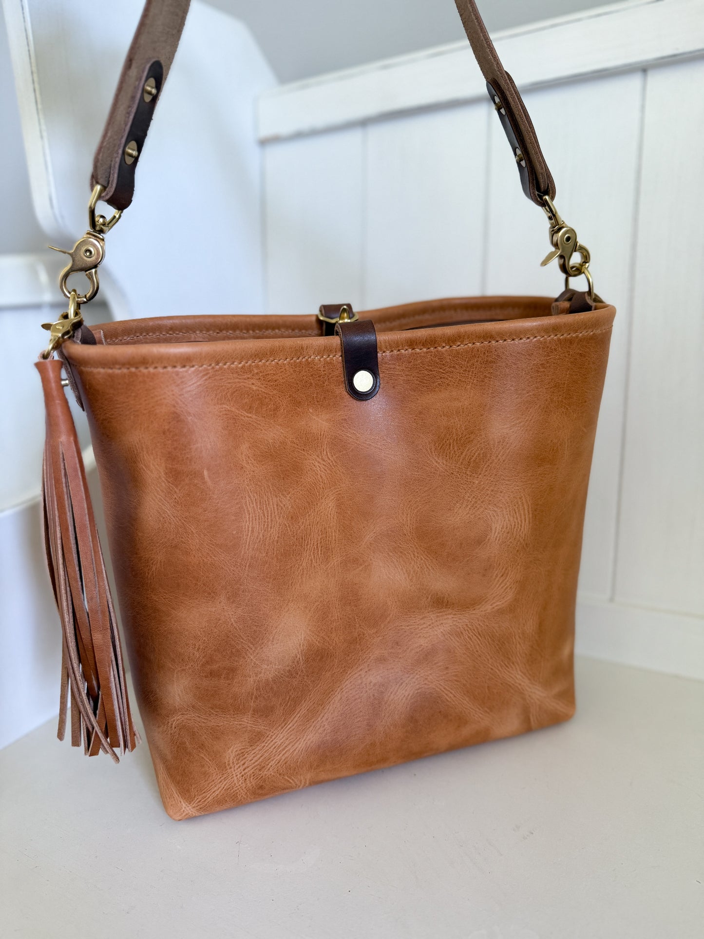 Hobo Bucket in Light Natural Horween Derby