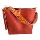 Hobo Bucket in Brick Full Grain Bison w/Candy Strap