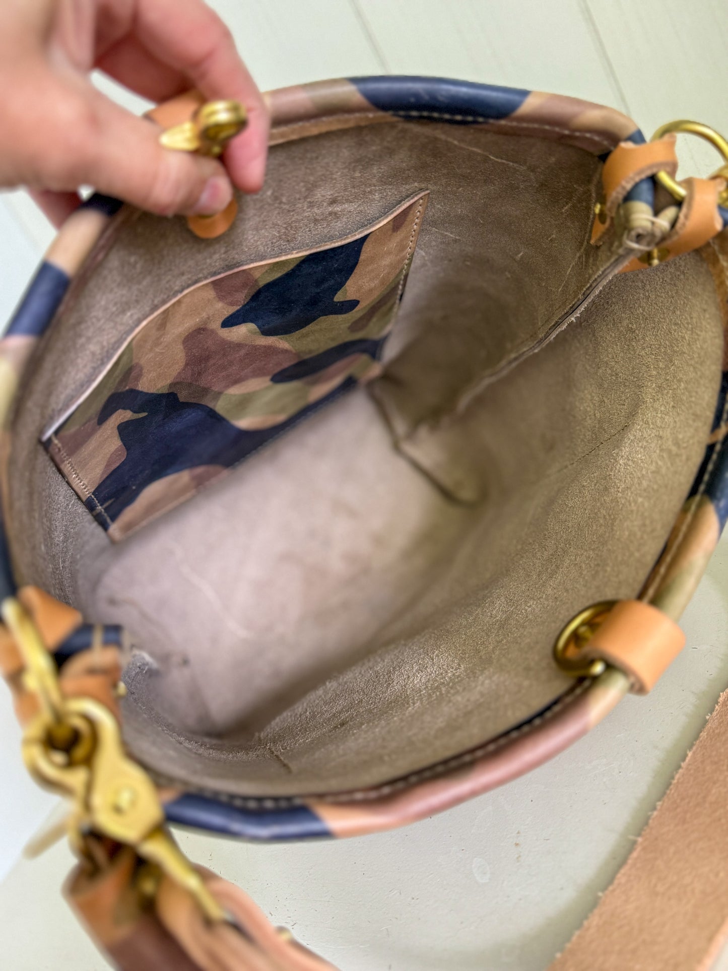 Bennett Bucket in Full Grain Camo Vegetable Tanned Leather
