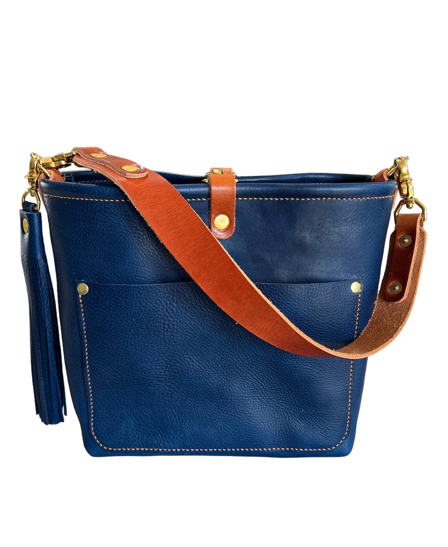 Bennett “shorty” Bucket in Denim Blue Italian Leather