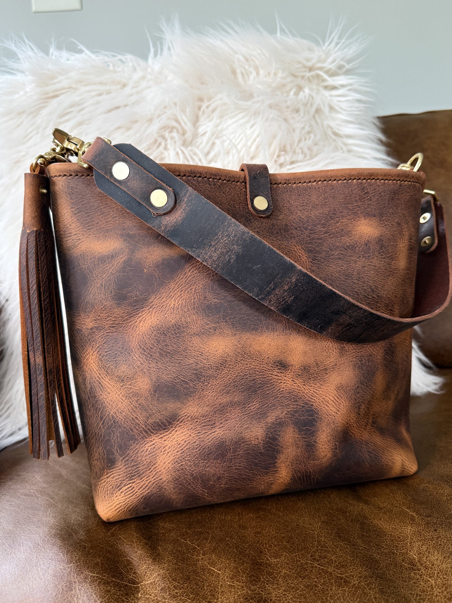 Hobo Bucket in Old Soul Full Grain Leather