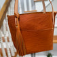 East West Tote in Tawny Full Grain Leather with foot/base