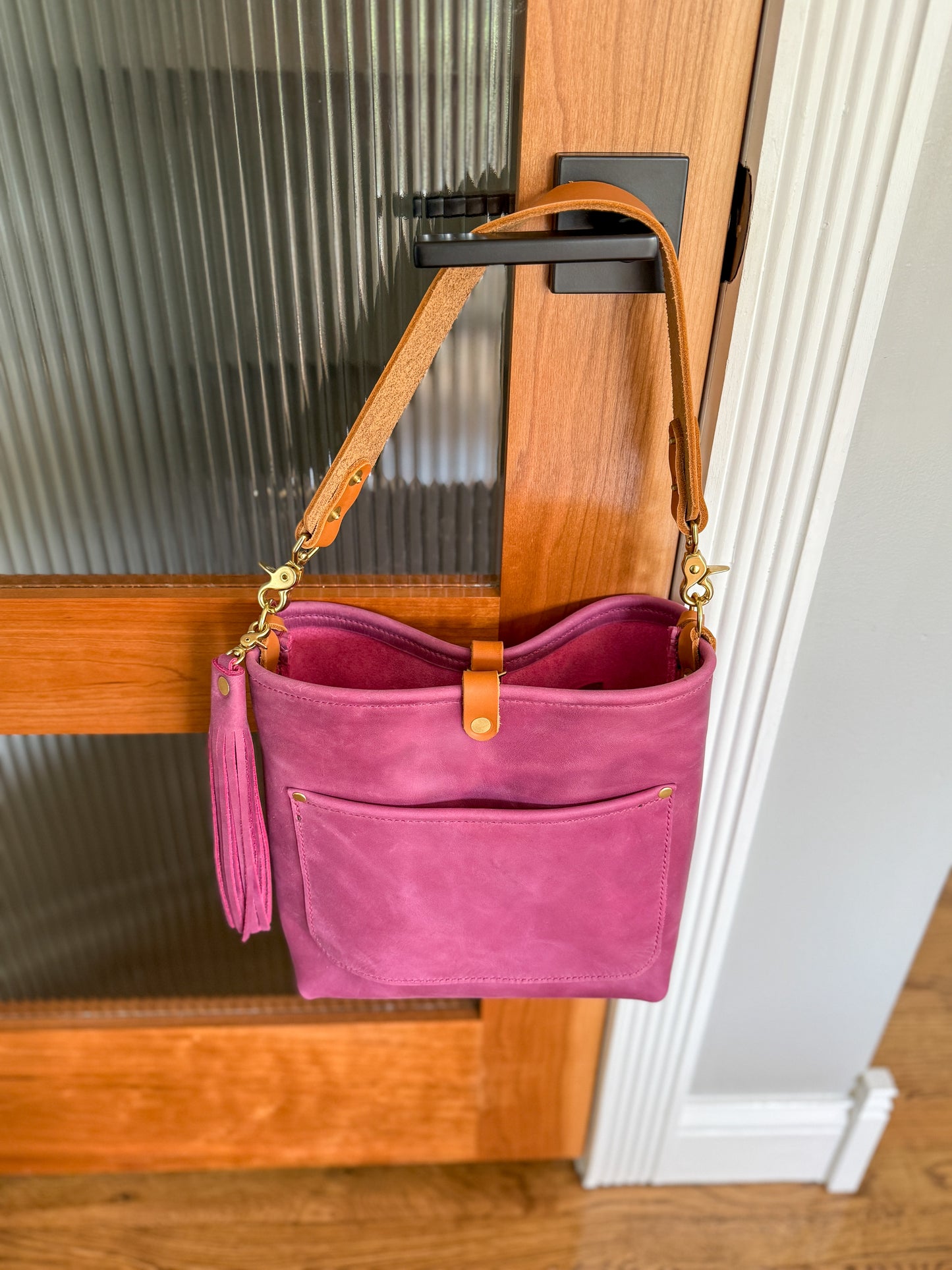 Bennett “shorty” Bucket in Electric Pink Full Grain Leather