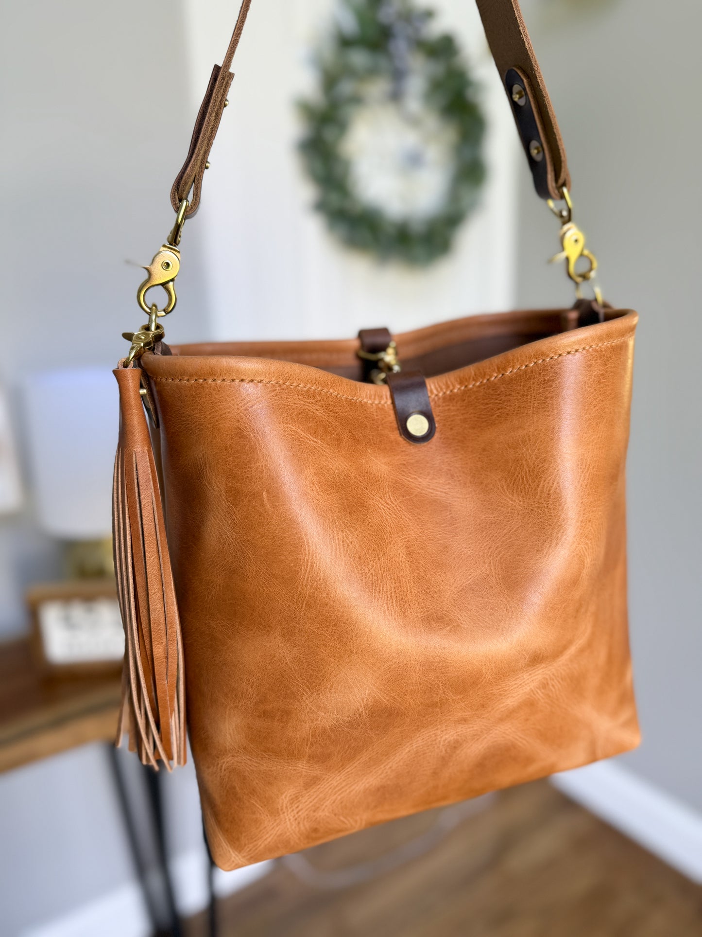 Hobo Bucket in Light Natural Horween Derby