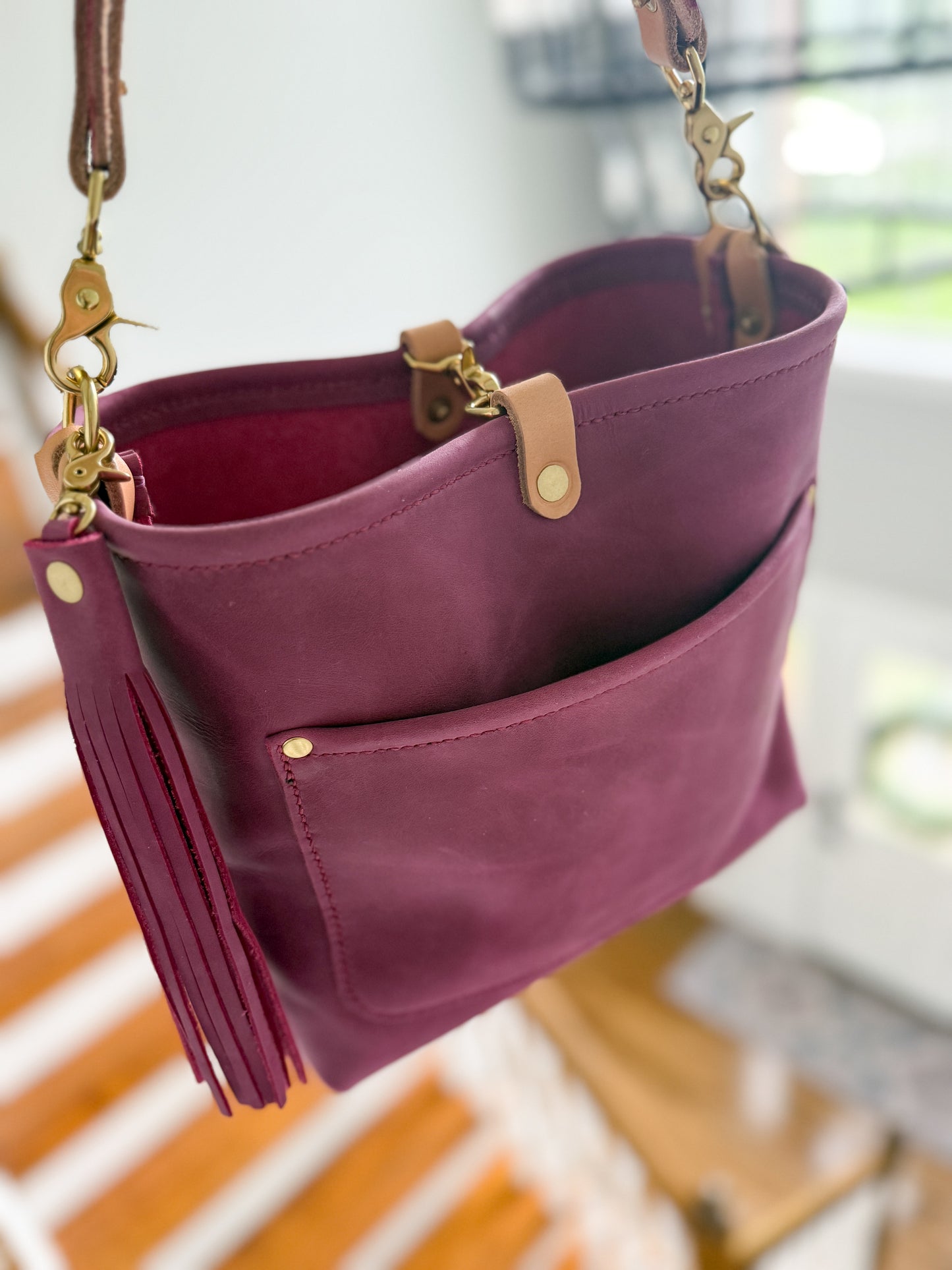 Bennett “shorty” Bucket in Electric Pink Full Grain Leather