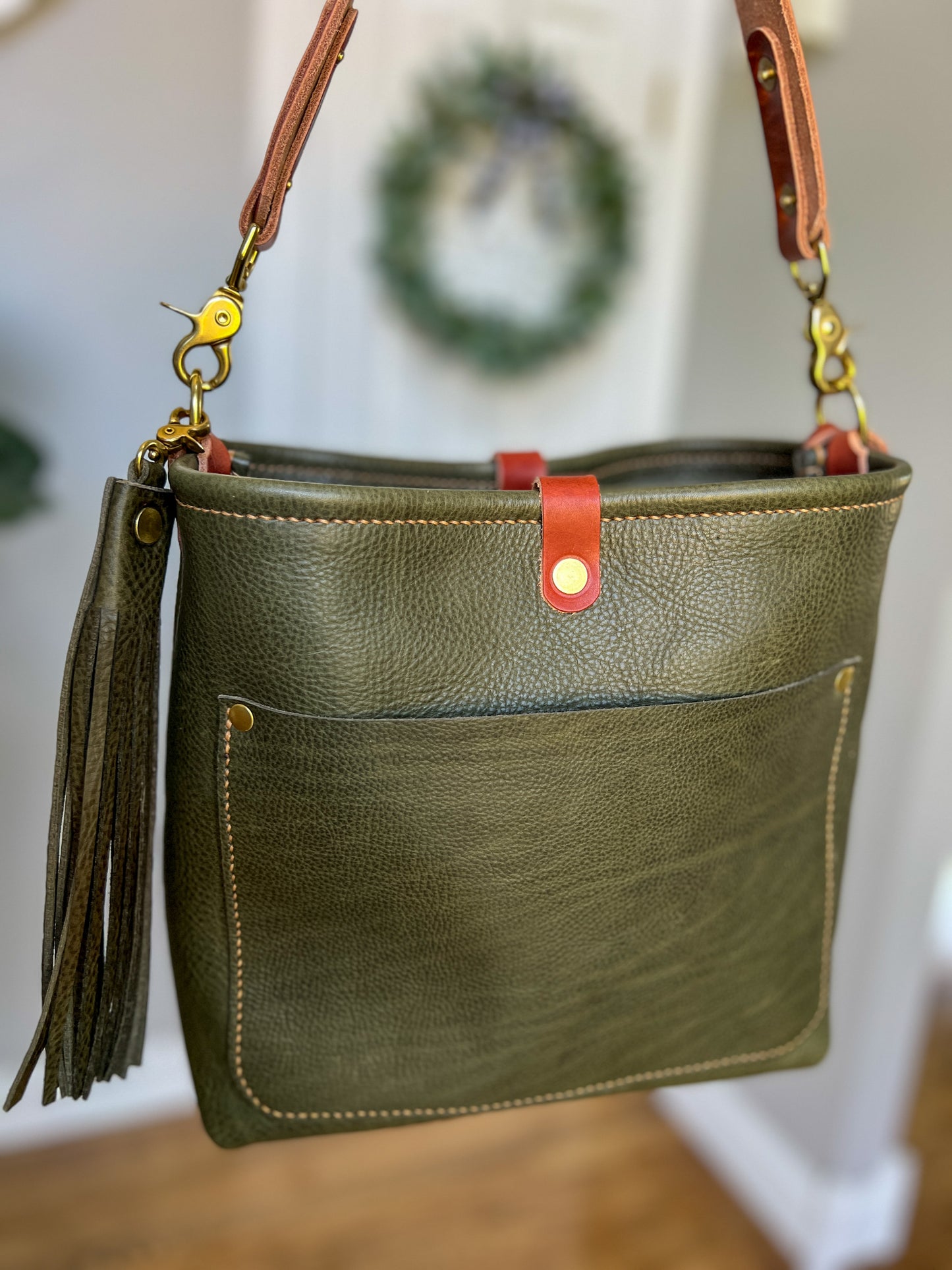 Bennett “shorty” Bucket in Olive Vachetta Full Grain Leather