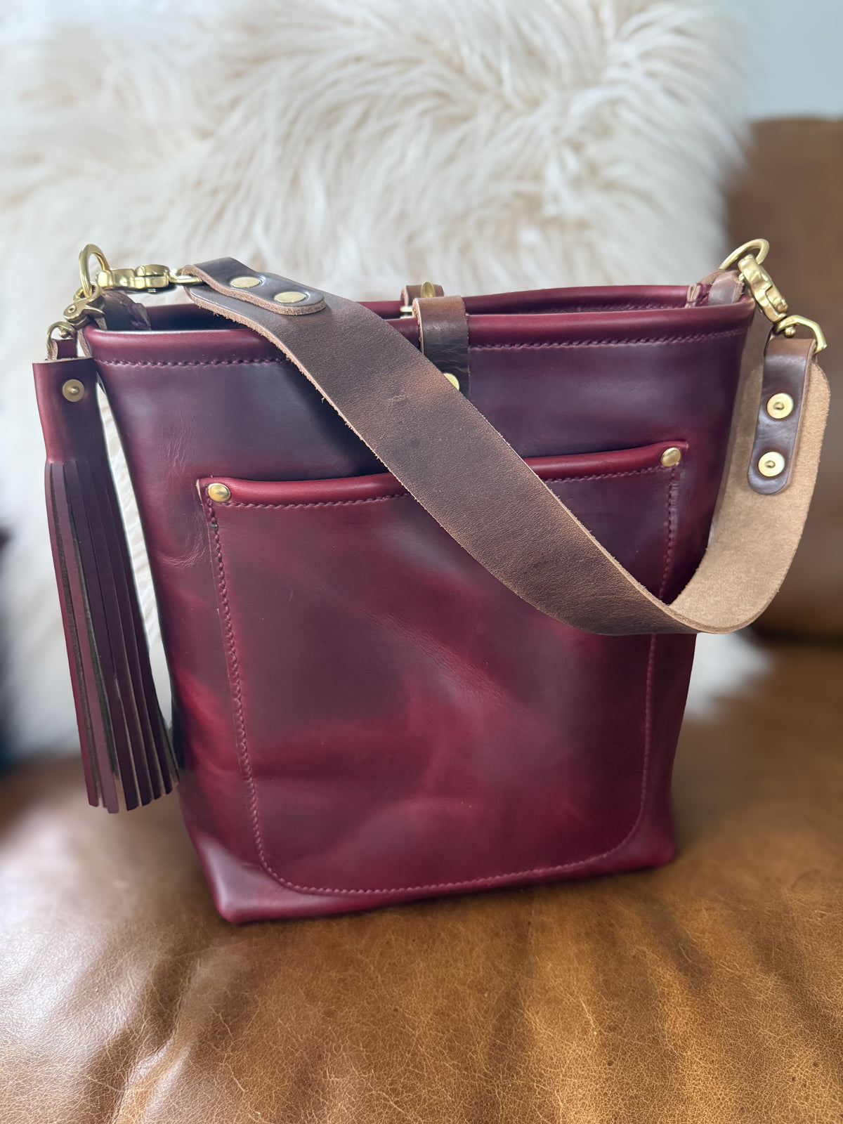 Bennett Bucket in Burgundy Chromexcel Horween