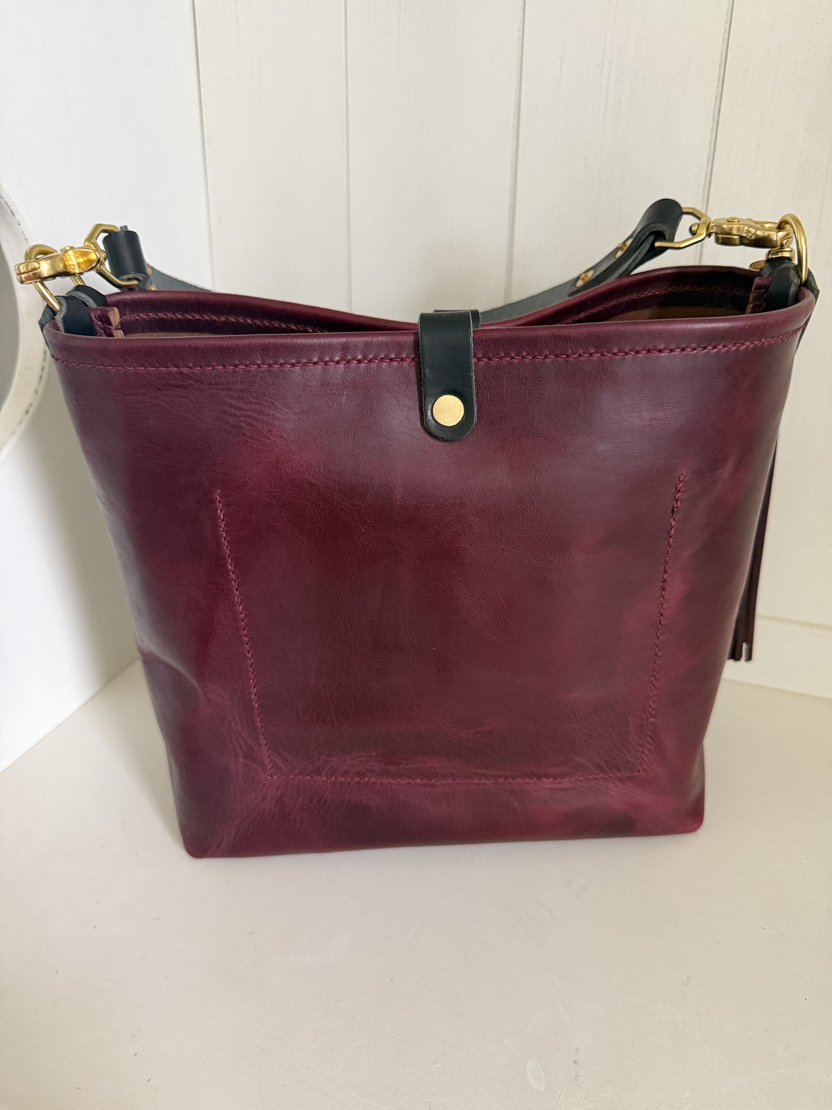 Hobo Bucket in Plum Noir Horween Horse Leather