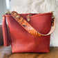 Hobo Bucket in Brick Full Grain Bison w/Candy Strap