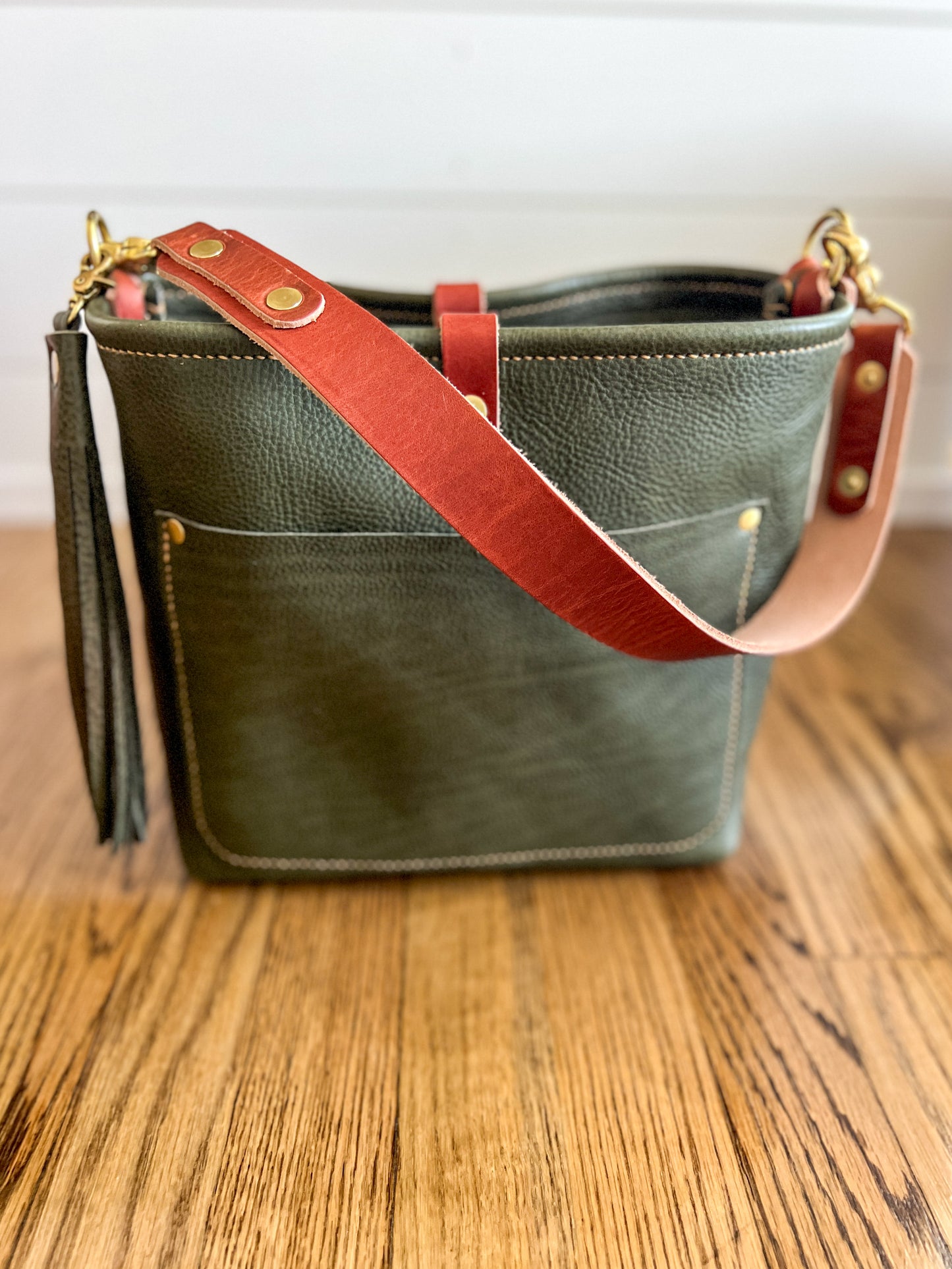 Bennett “shorty” Bucket in Olive Vachetta Full Grain Leather