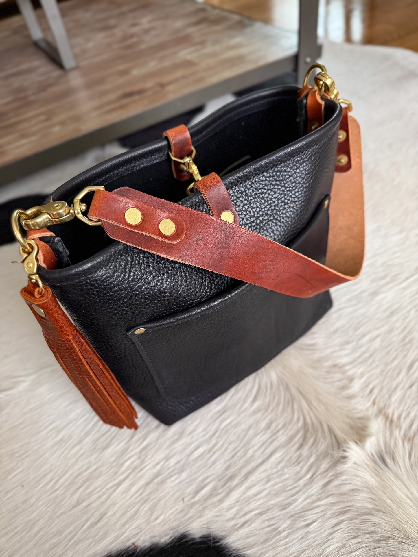 Bennett “shorty” Bucket in Horween Black Pebbled Leather