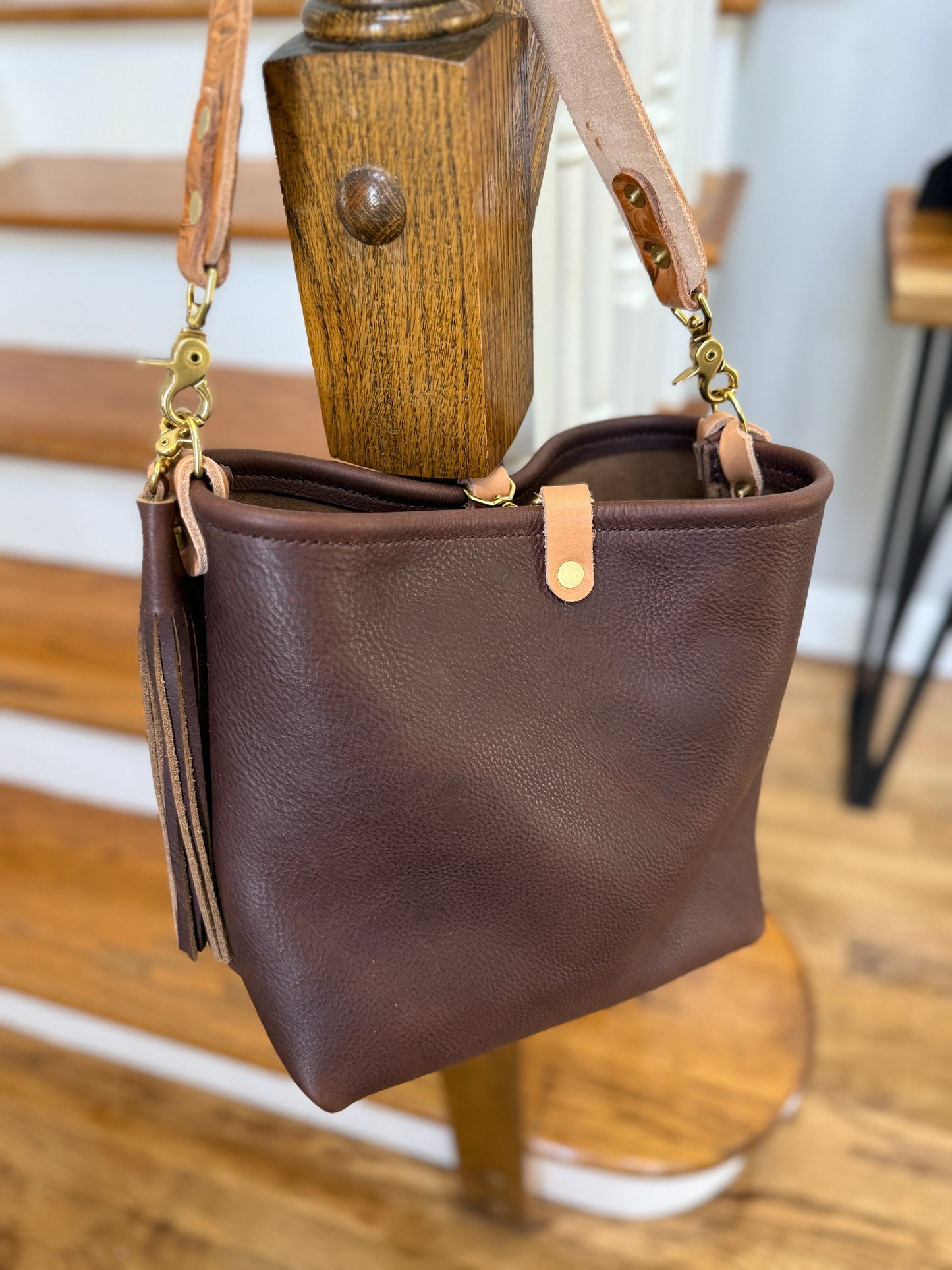 Hobo Bucket Horween Chocolate Full Grain Leather