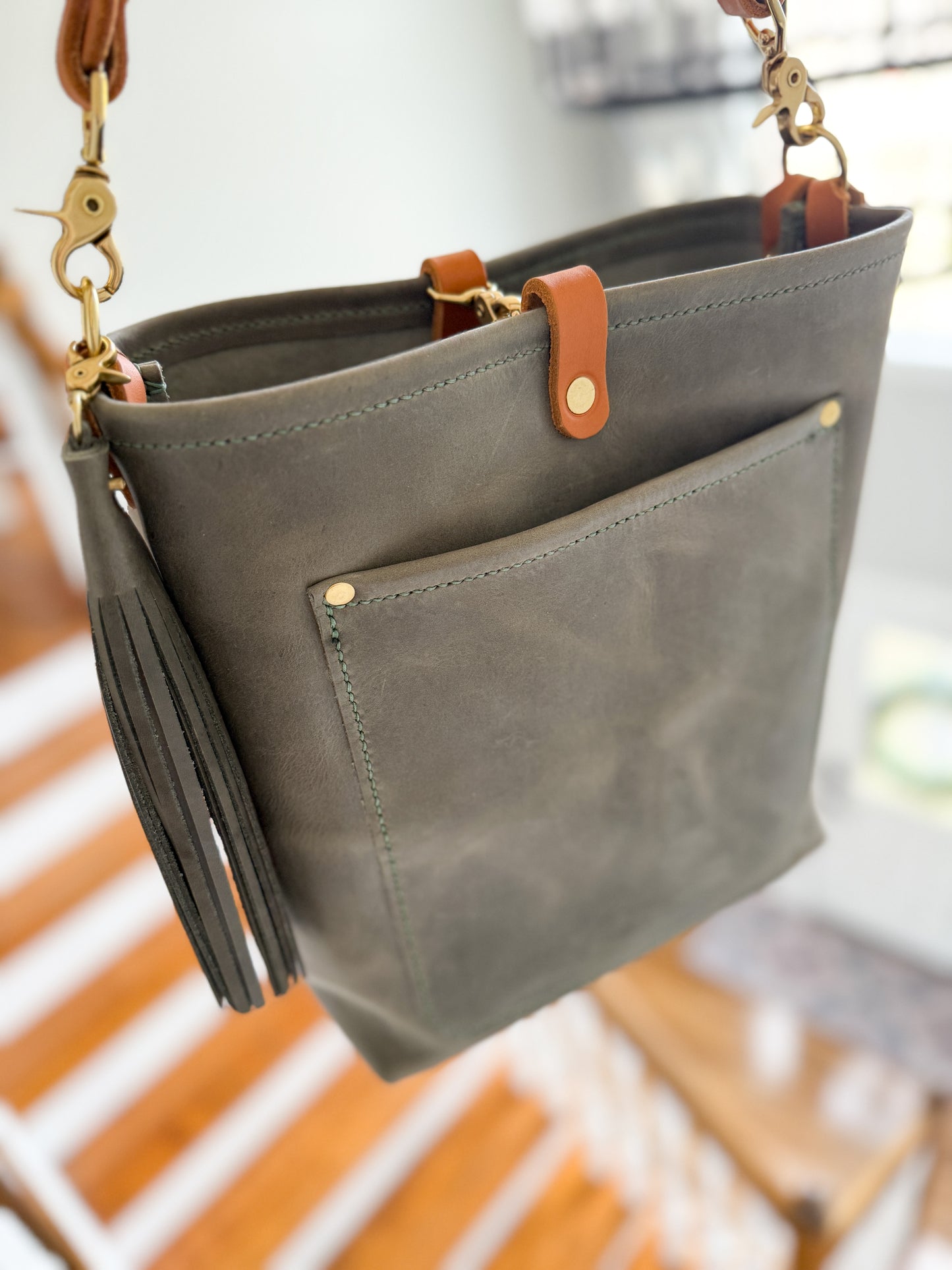 Bennett Bucket in Seagrass Derby Horween