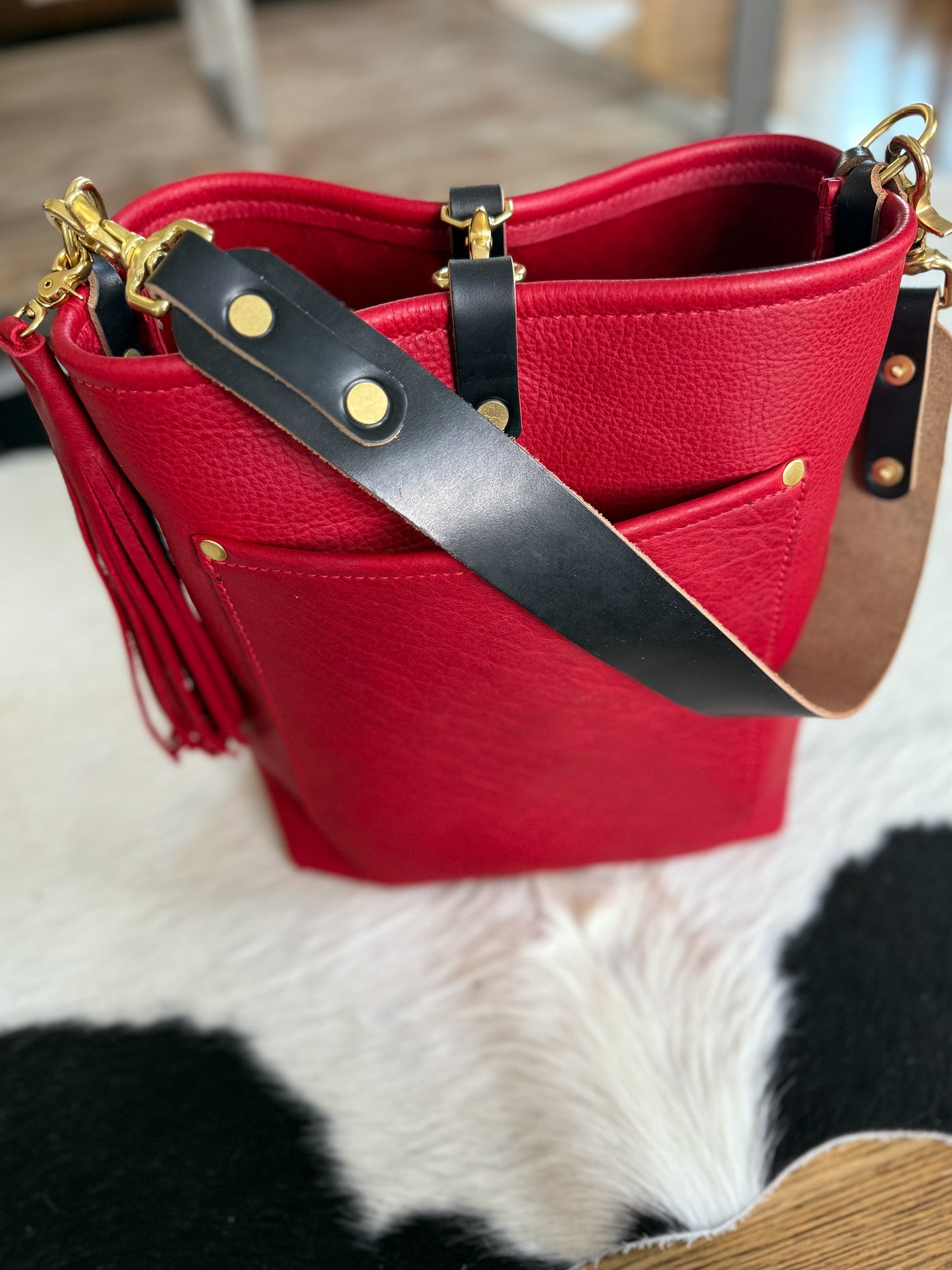 Bennett Bucket in Full Grain Red Bison