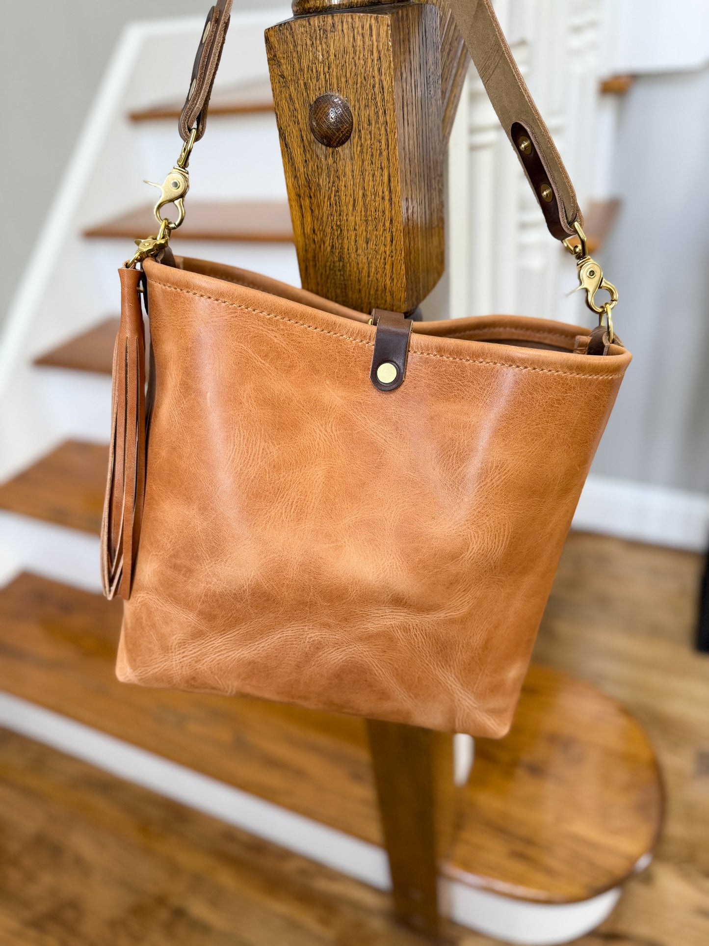 Hobo Bucket in Light Natural Horween Derby