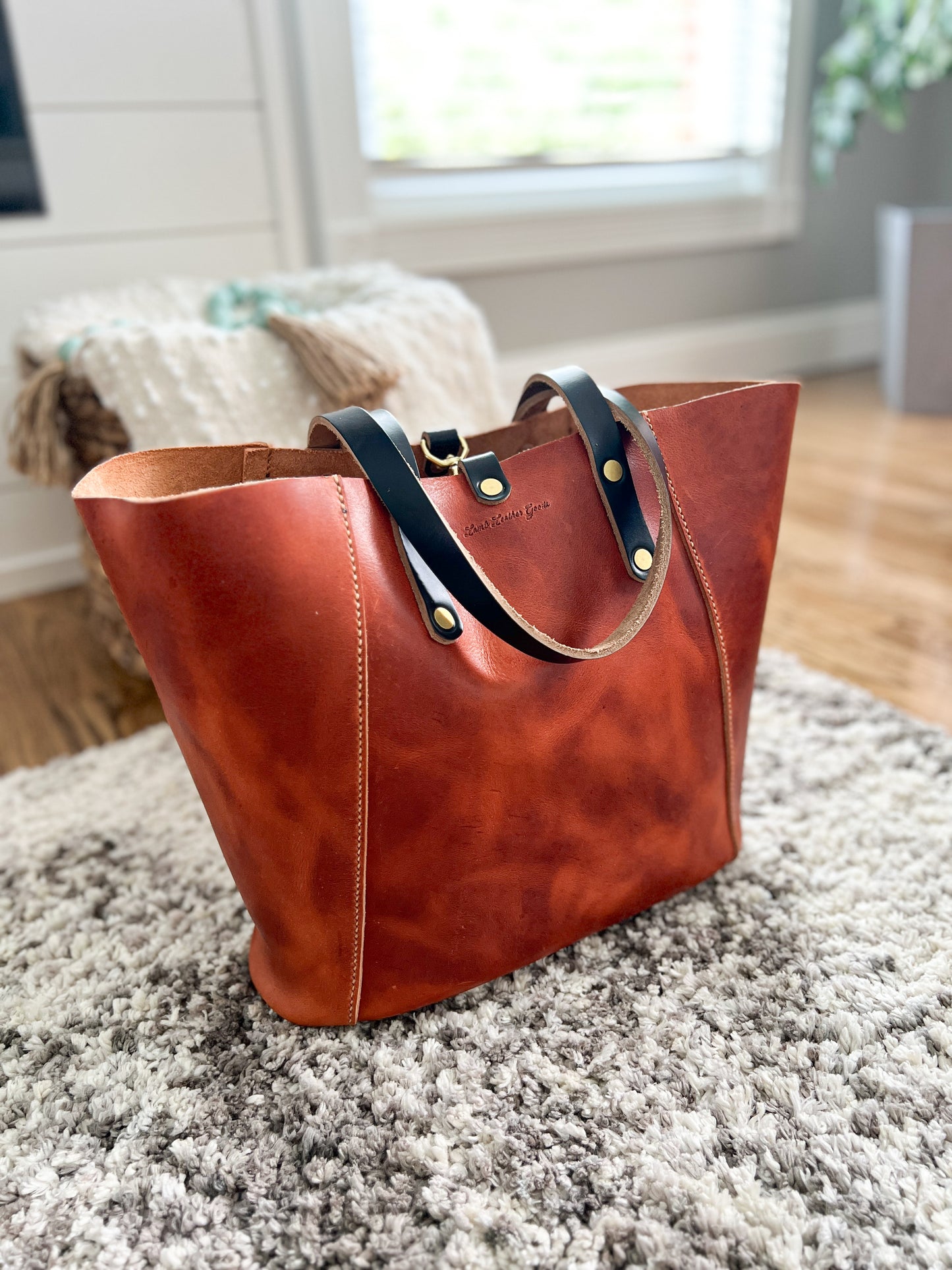 Large Shopper Tote in Horween English Tan Derby Leather