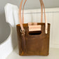 Utility Tote in Tobacco and Vachetta Leather