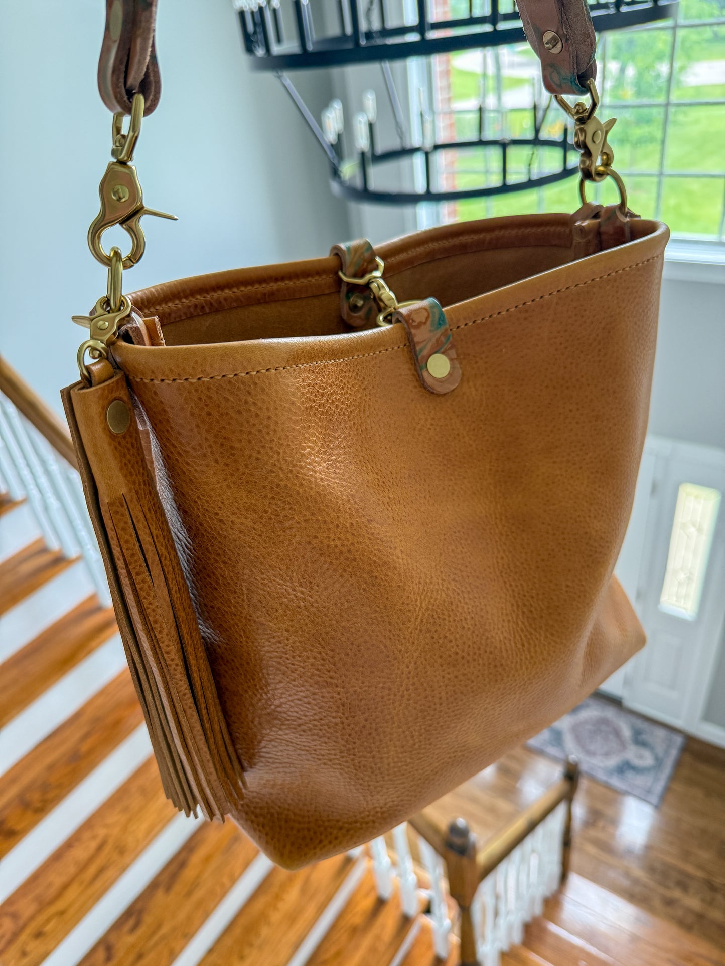 Hobo Bucket in Italian Honey Saffron Vegetable Tan w/Candy Strap