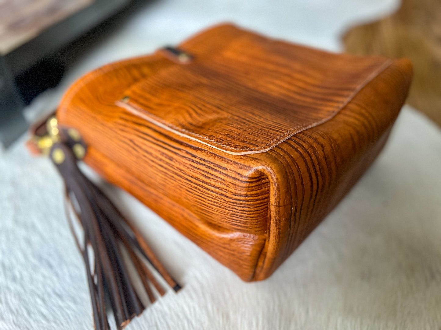 Bennett “shorty” Bucket in Wooden Vachetta Leather