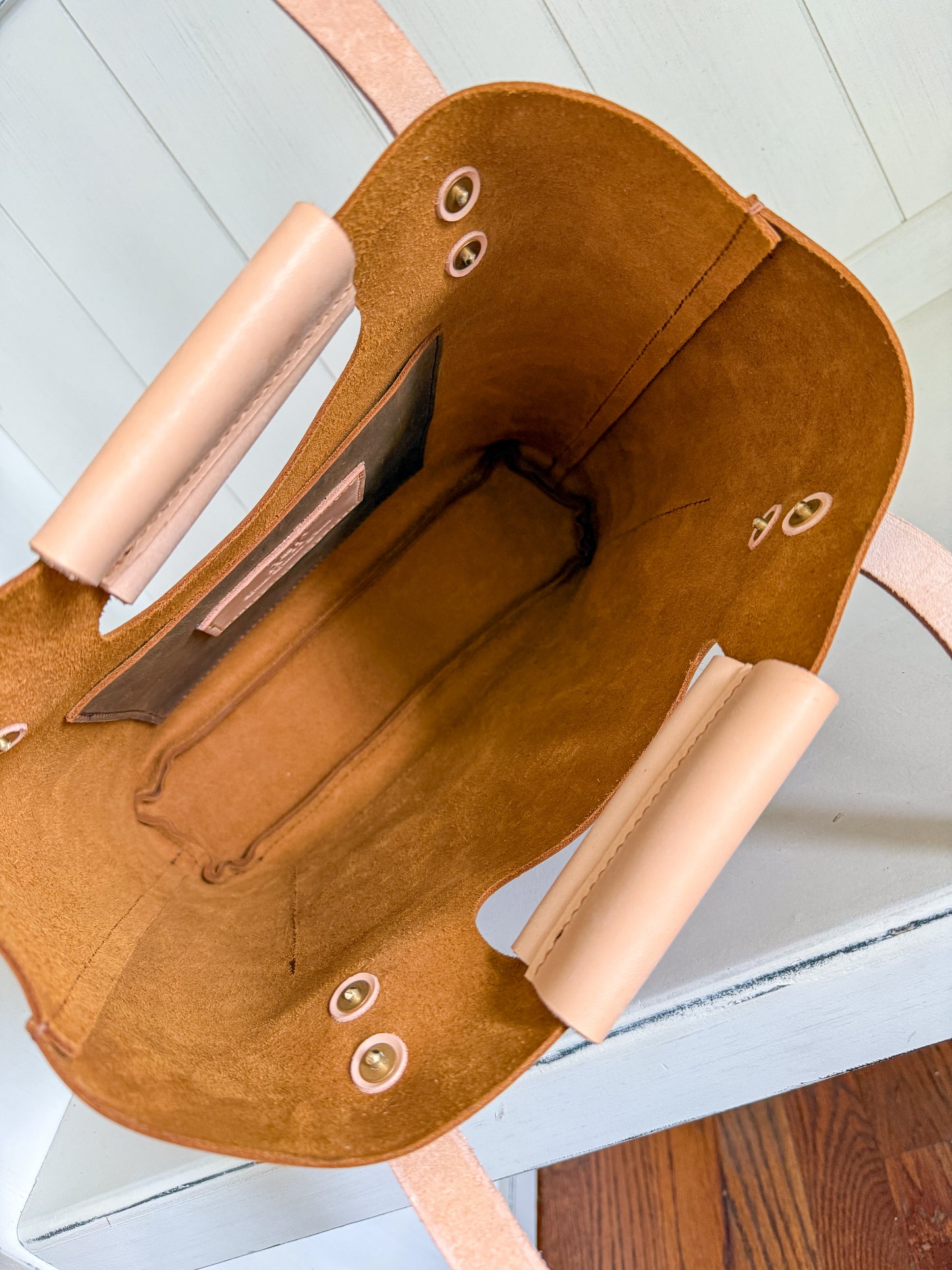 Utility Tote in Tobacco and Vachetta Leather