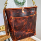 Bennett Bucket in Coffee Full Grain Bison Leather w/Dyed Strap