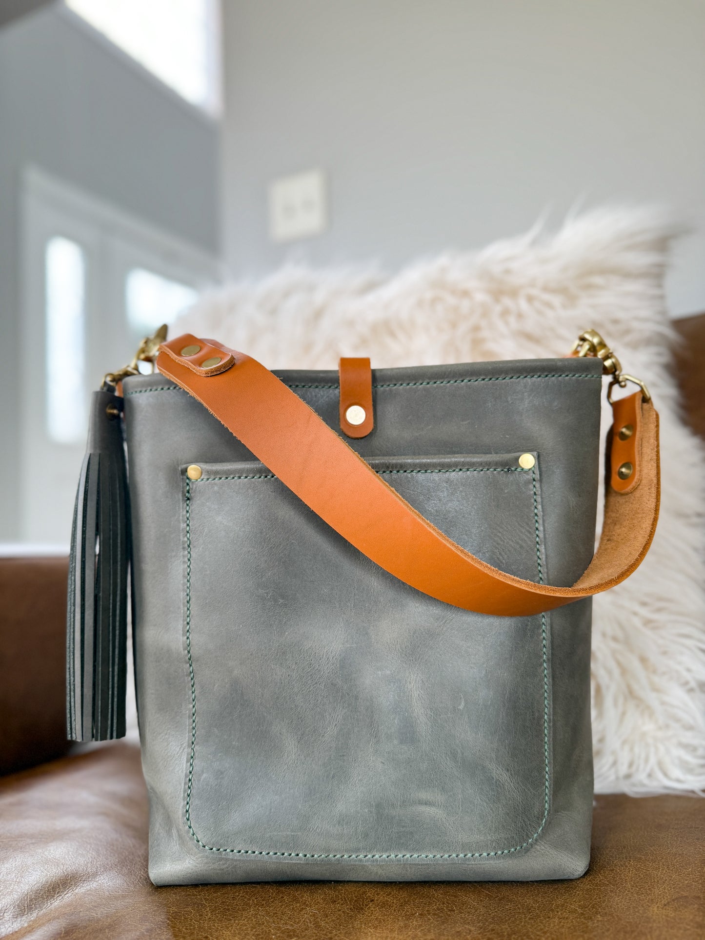 Bennett Bucket in Seagrass Derby Horween