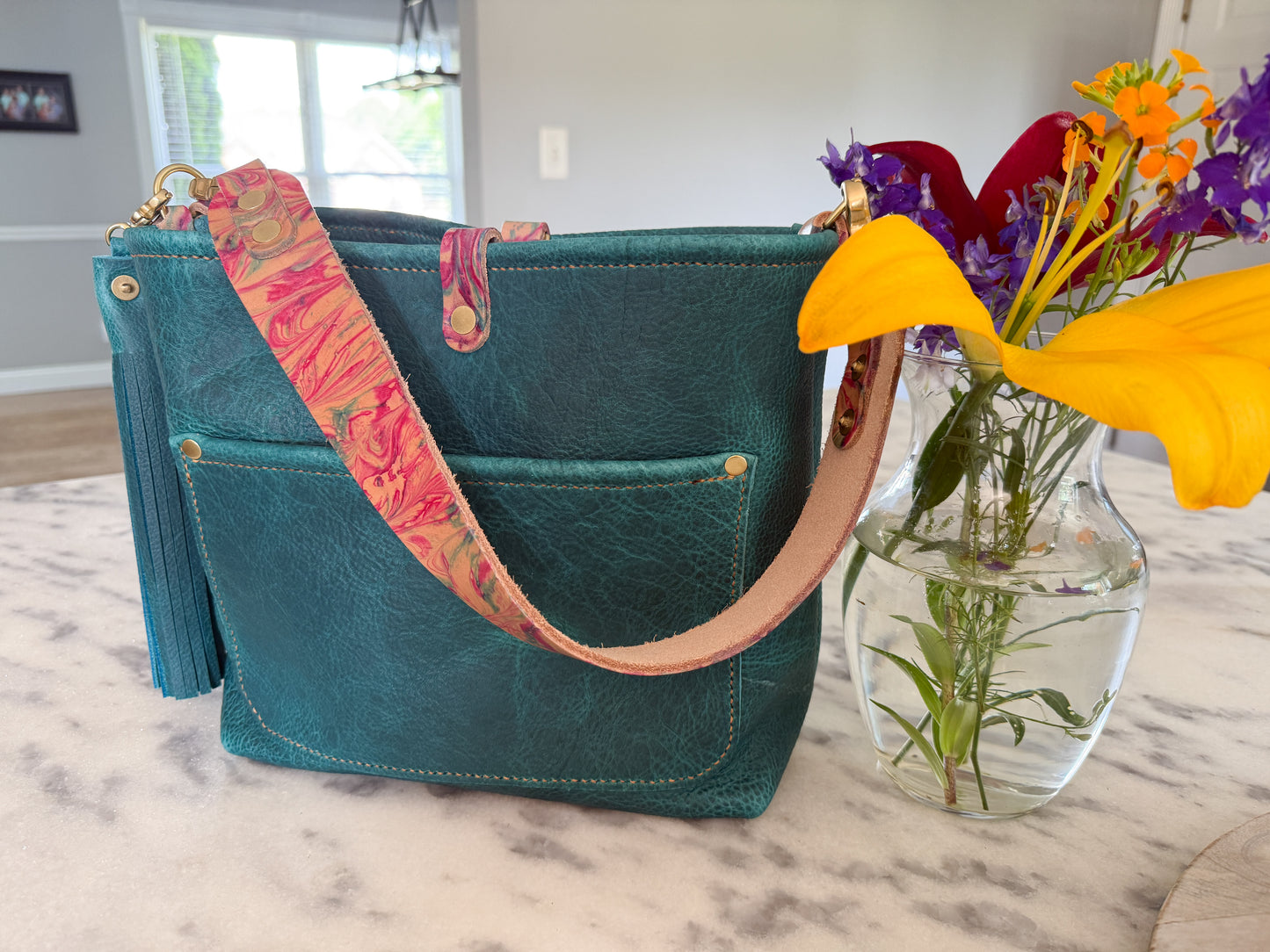 Bennett “shorty” Bucket in Blue Moon Bison w/Candy Strap