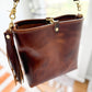 Hobo Bucket in Horween Brown Nut Dublin w/Candy Strap