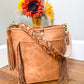 Western Bennett Bucket in Horween Natural Derby w/fringe and Candy Strap