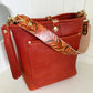 Bennett Bucket in Brick Bison Full Grain Leather w/Candy Strap