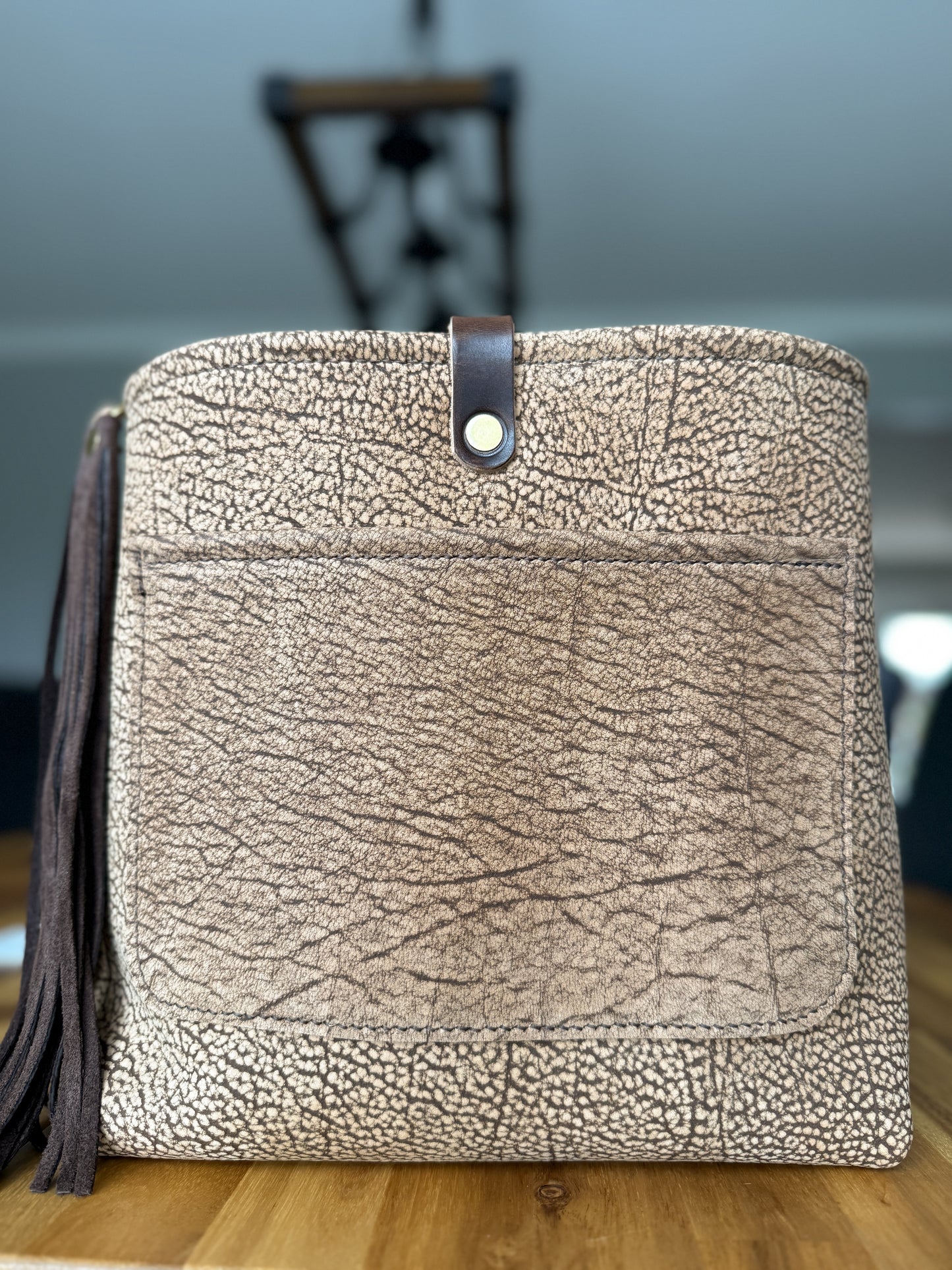 Bennett “shorty” Bucket in Full Grain Riverstone Bison